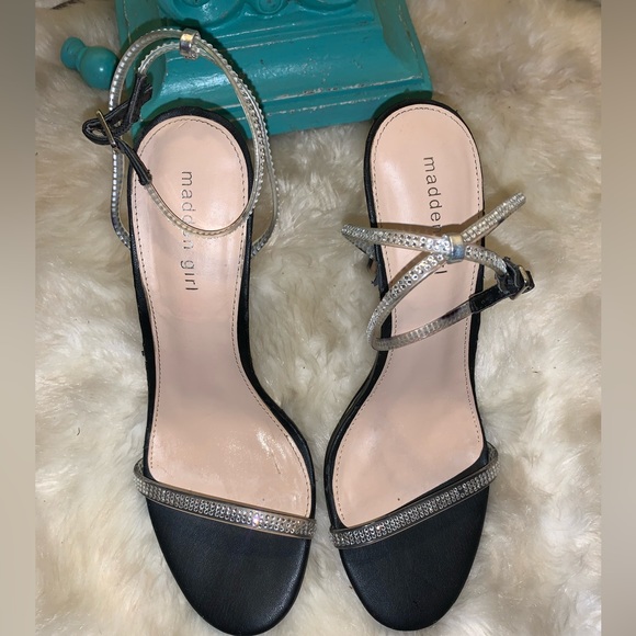 Madden Girl - Black Heels with Rhinestones s-10 - Picture 4 of 4